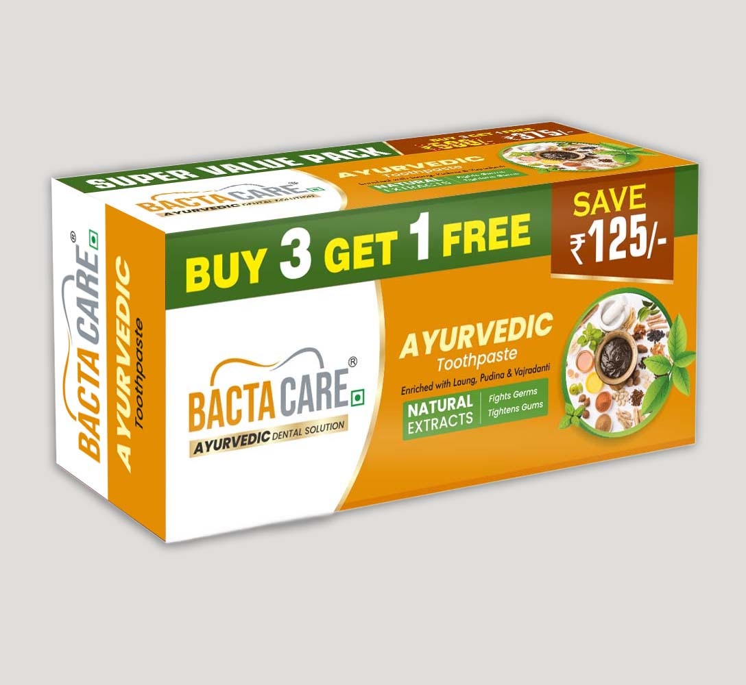 BACTACARE AYURVEDIC TOOTHPASTE COMBO PACK 3+1 FREE